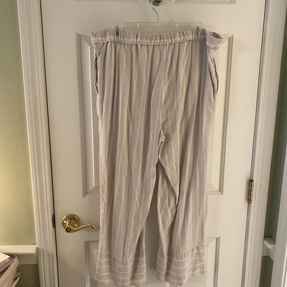 Loft Cropped Wide Leg Linen Pant - Sz L - Picture 2 of 4